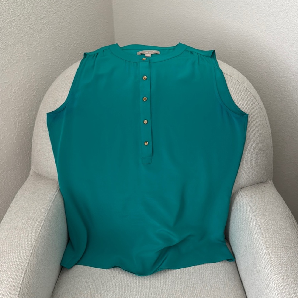 Teal Sleeveless Button-Up Top